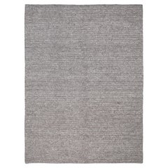 Modern Gray Textured Hand-Knotted Wool Rug 9'x12'