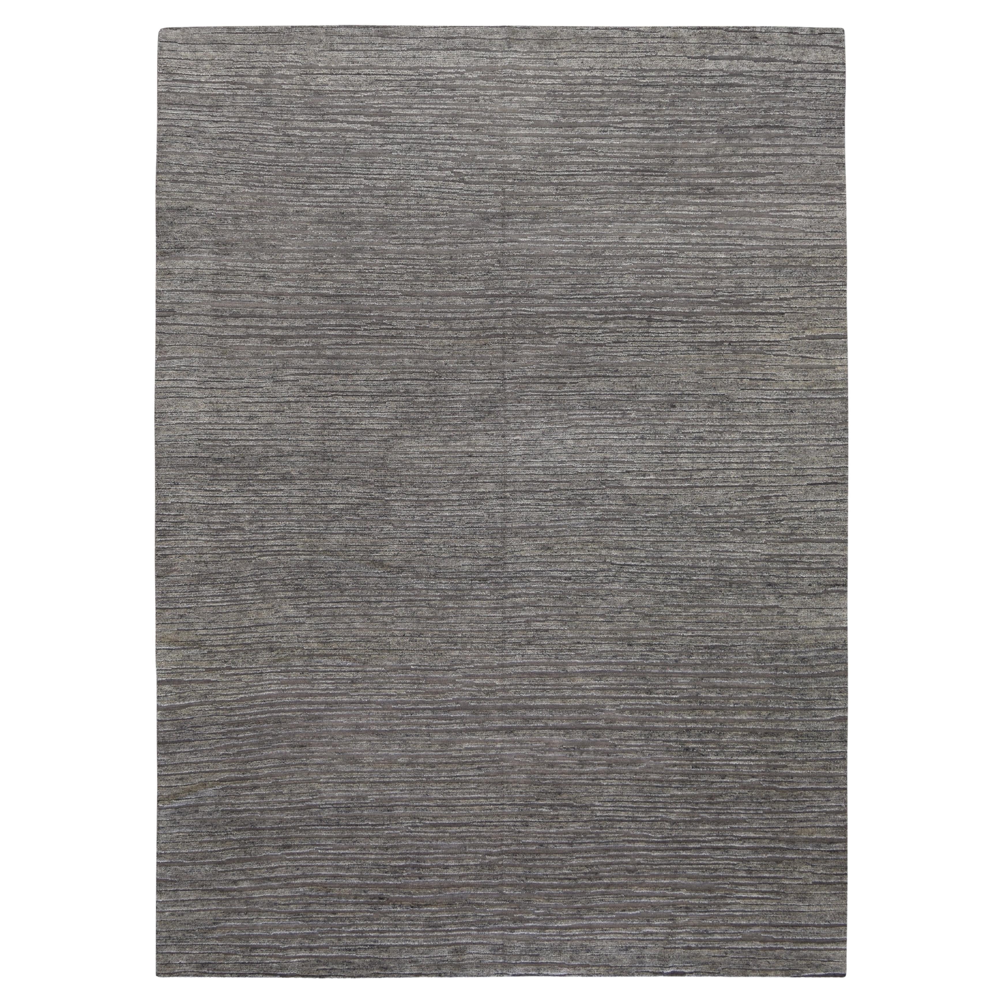 Tapis moderne en laine texturée grise 10'2''x13'11''