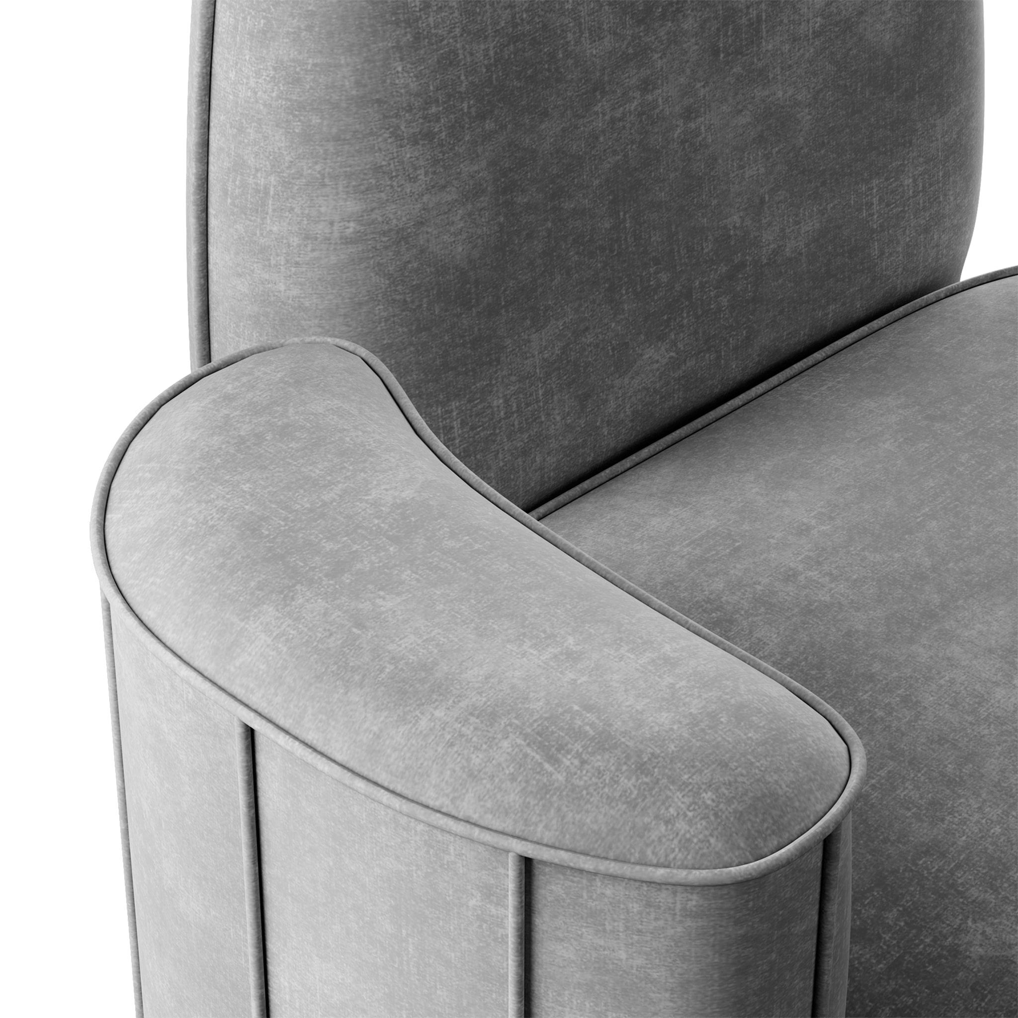 Poli Fauteuil moderne en velours gris en forme de cactus avec base pivotante dorée en vente