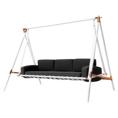 Modern Gray Weatherproof Upholstered Stainless Steel Outdoor Swing Sofa