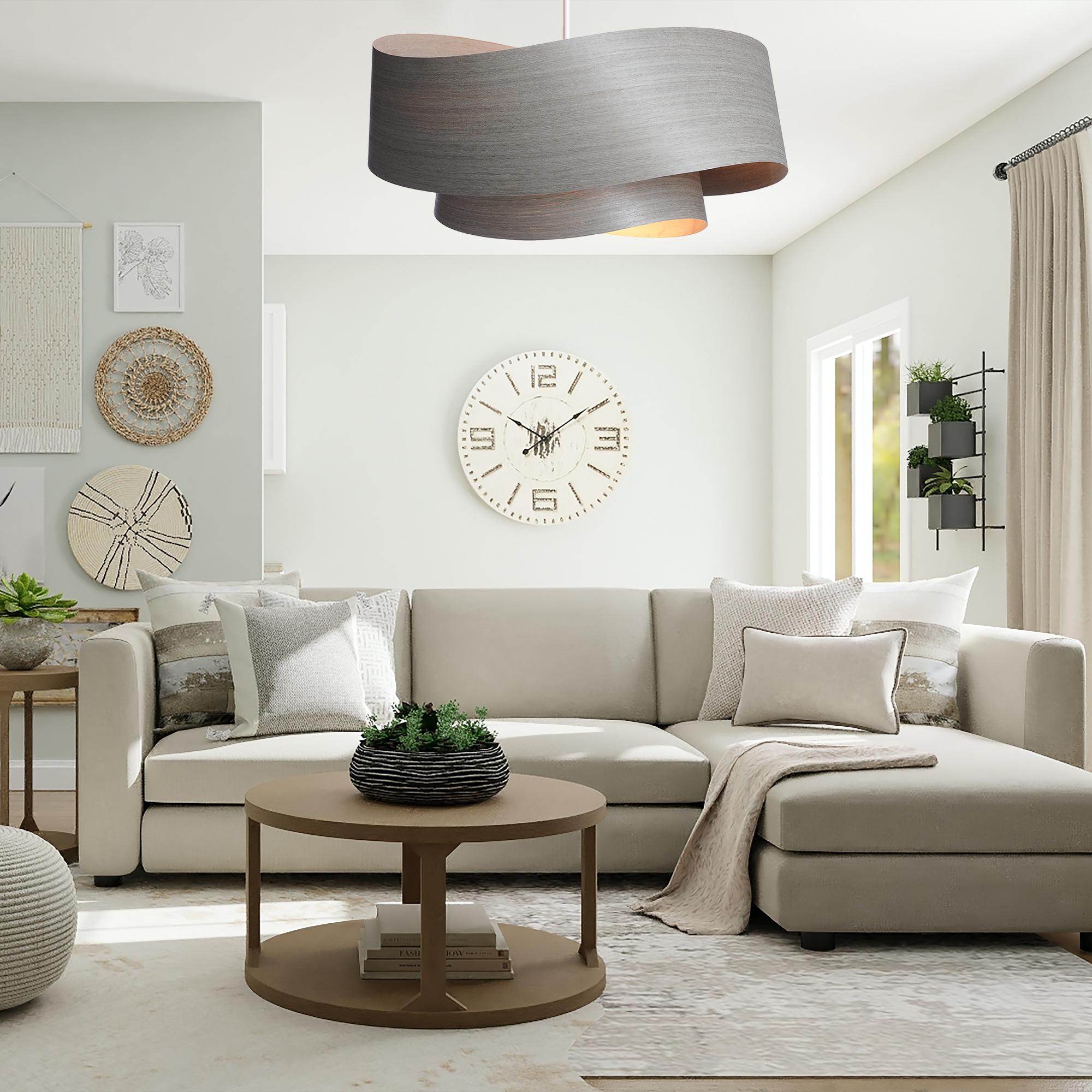 Add a touch of organic elegance to your home with this stunning mid-century modern gray tay veneer pendant light. Inspired by Danish modern design, its minimalist silhouette and warm gray tones create a warm and inviting atmosphere.

Handcrafted
