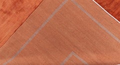 Modern Greek Key Design Burnt Orange Silk Oversized Rug "Meandros"