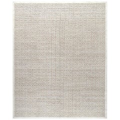 Modern Greek Key Hand Knotted Rug in Beige and Brown Color