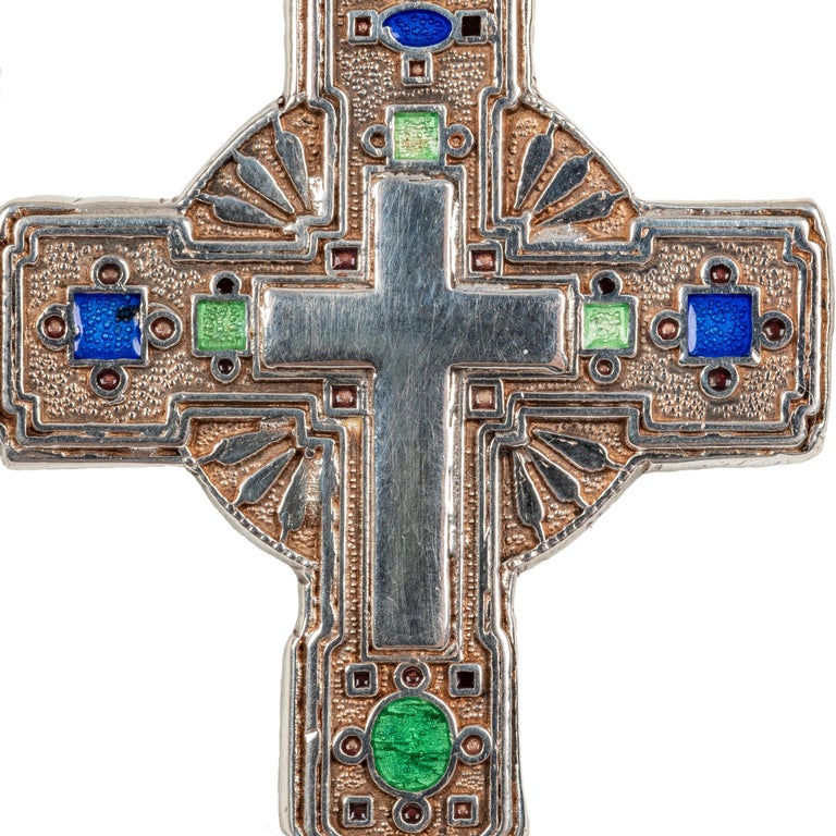 Modern Greek Orthodox Enameled Cross, 20th Century For Sale at 1stDibs