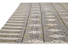 Modern Green and Ivory Geometric Wool Rug 11'8''x15'7''