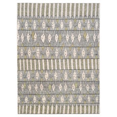 Modern Green and Ivory Geometric Wool Rug 11'8''x15'7''