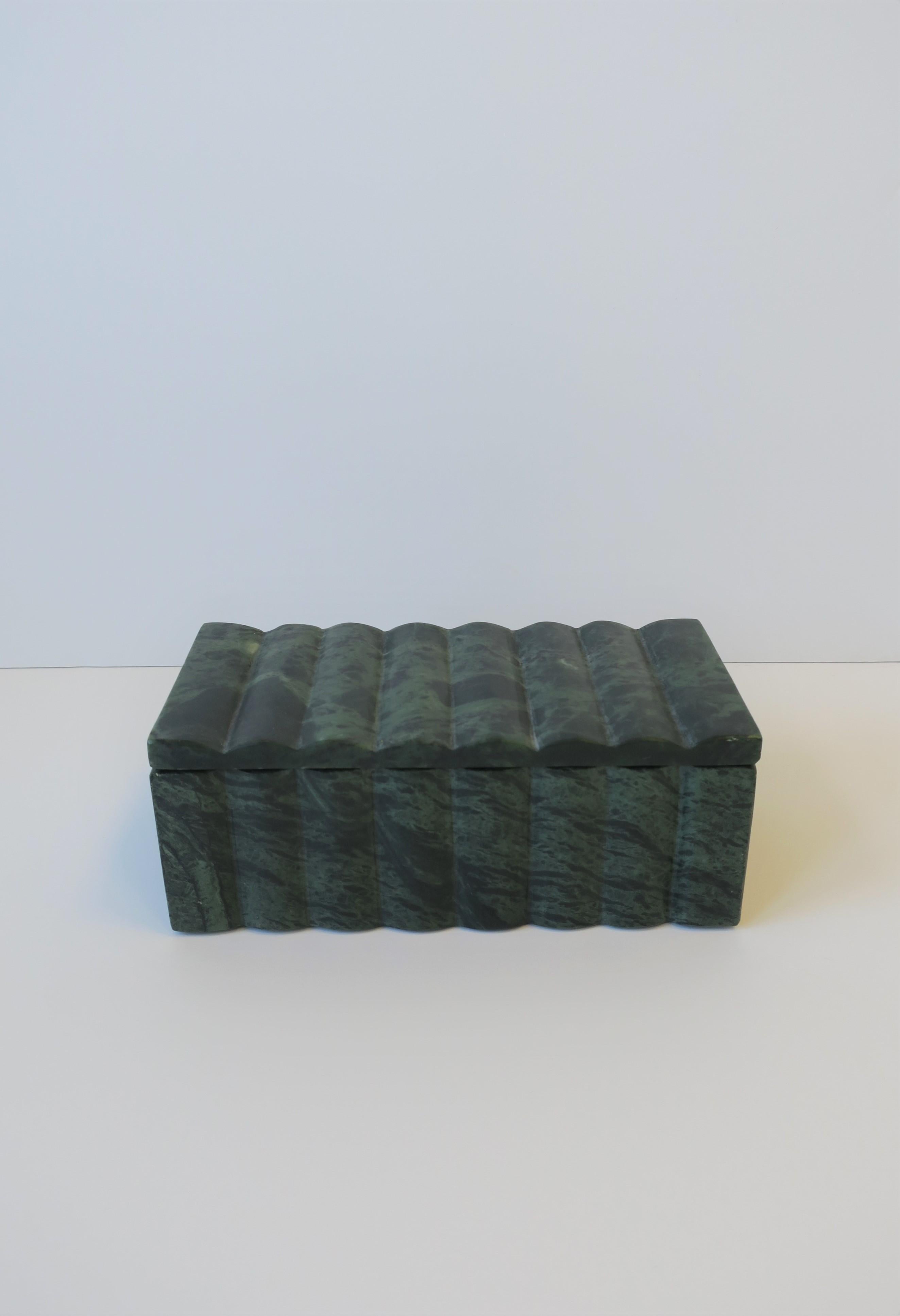 Contemporary Modern Green and White Marble Box