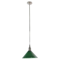 Vintage Modern Green Austrian Glass Nickel Pole Pendant Light