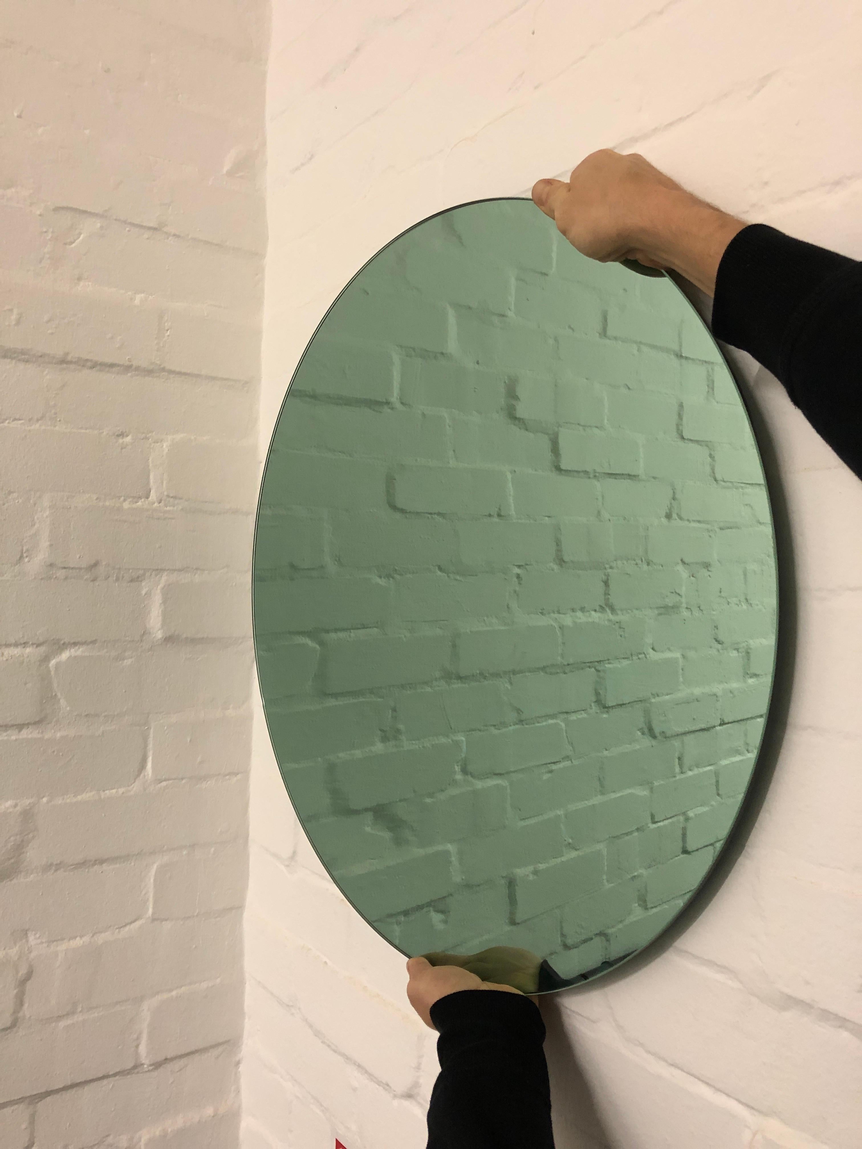 British Orbis™ Green Tinted Round Frameless Handcrafted Bespoke Mirror - Regular