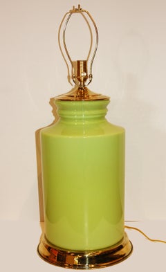 Modern Green Lamp with Brass Accents