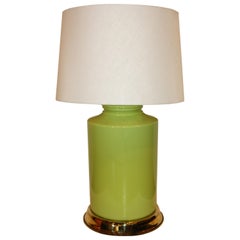 Modern Green Lamp with Brass Accents