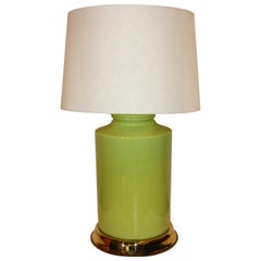 Modern Green Lamp with Brass Accents