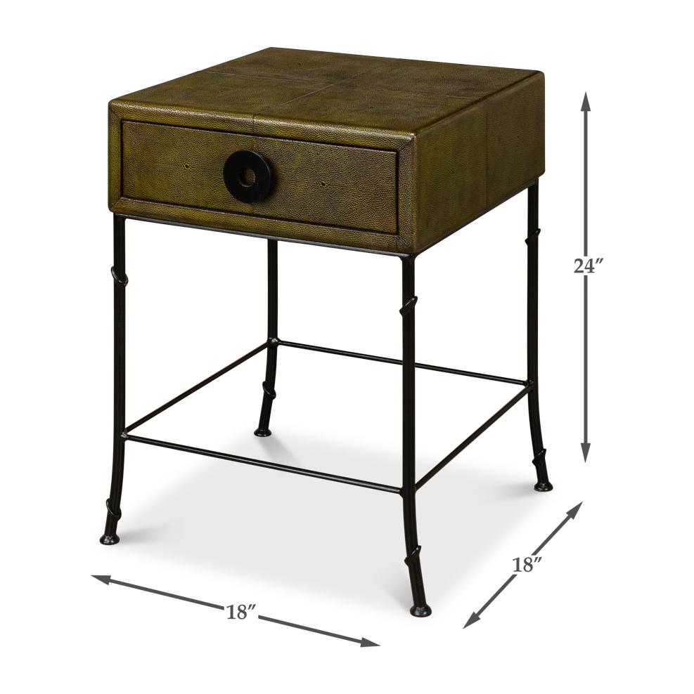 Modern Green Leather Side Table For Sale 4