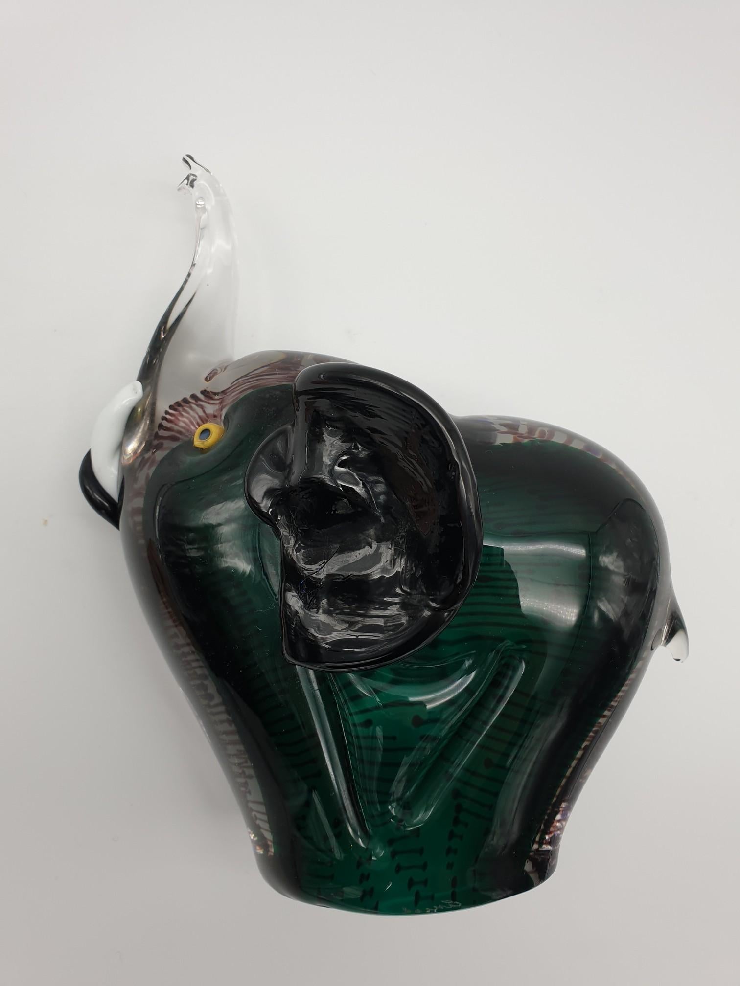 20th Century Modern Green Murano Glass Elephant by Cenedese, Late 1990s For Sale