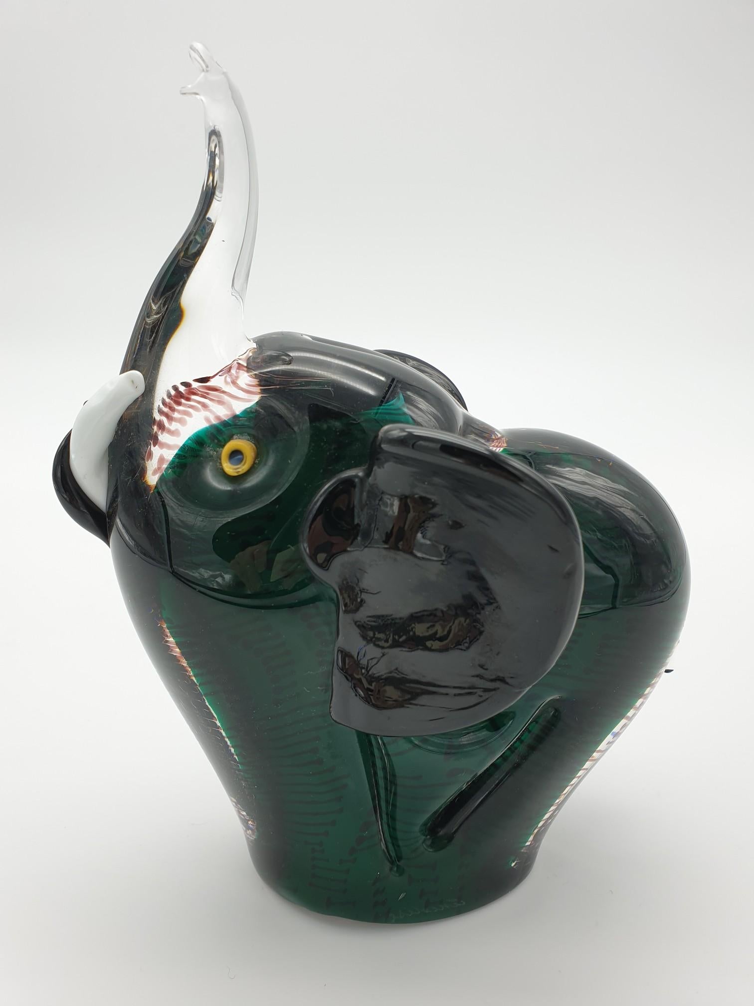 Modern Green Murano Glass Elephant by Cenedese, Late 1990s For Sale 5