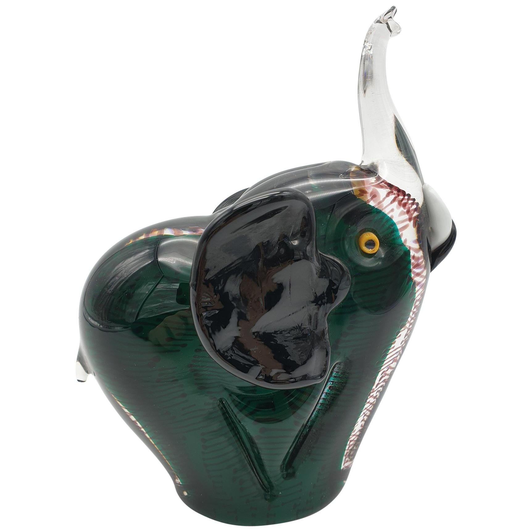 Modern Green Murano Glass Elephant by Cenedese, Late 1990s For Sale