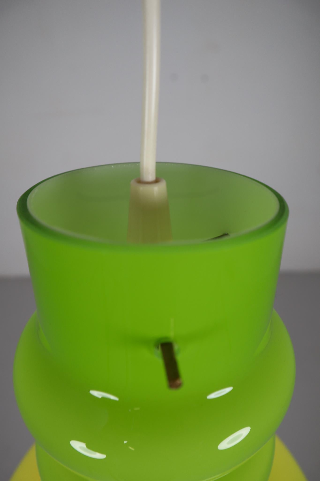 Modern Green Opaline Glass Pendant Lamp, Italy, 1970s 1