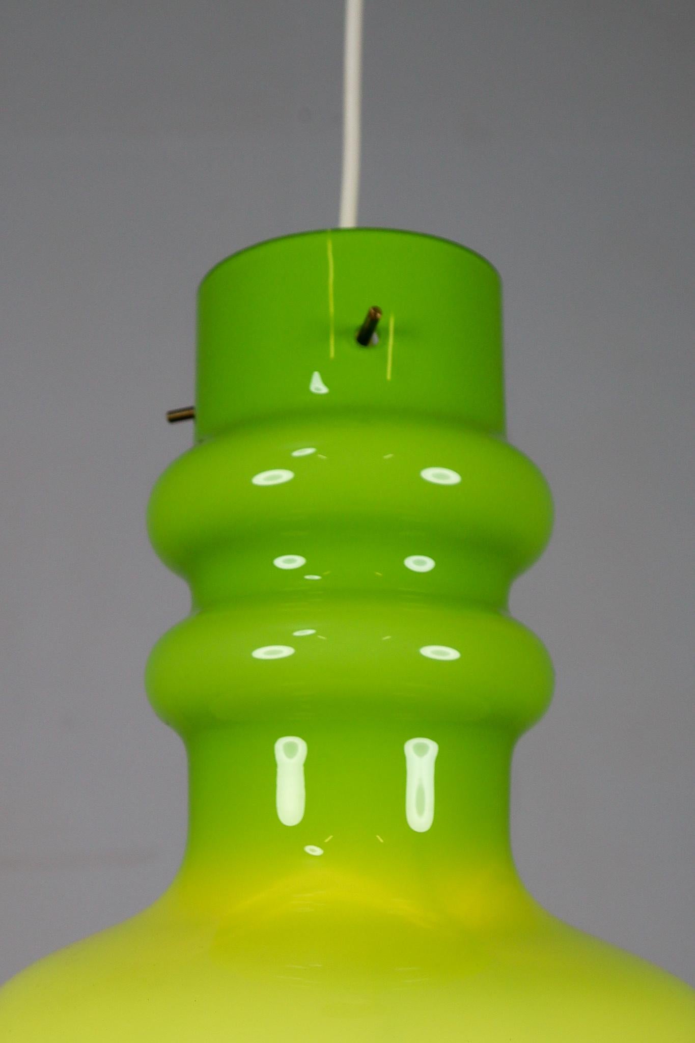 Modern Green Opaline Glass Pendant Lamp, Italy, 1970s 3