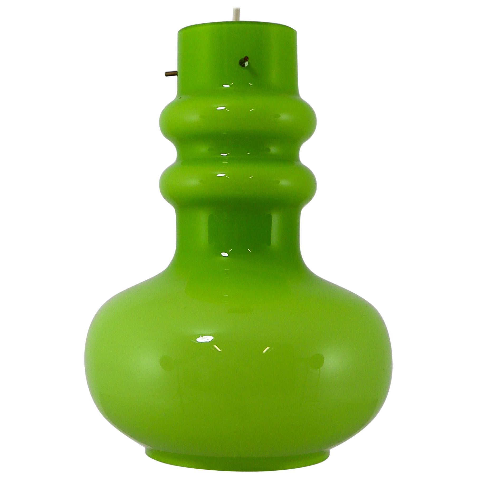 Modern Green Opaline Glass Pendant Lamp, Italy, 1970s