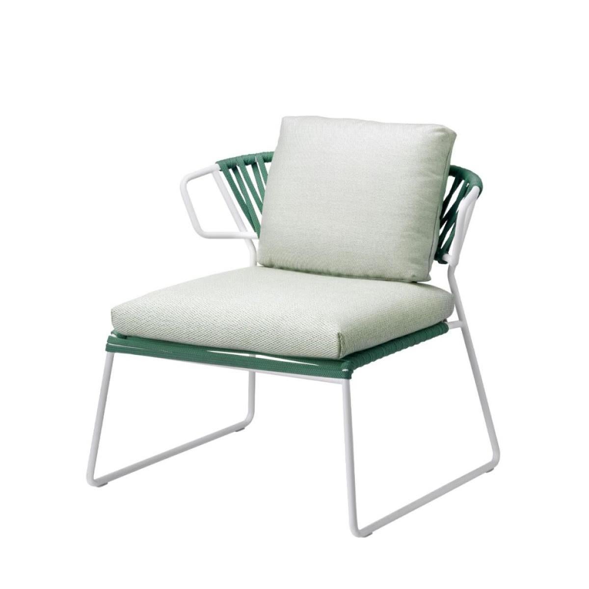 Modern Green Outdoor or Indoor Armchair in Metal and Ropes, 21 century In New Condition For Sale In Saint-Ouen, FR