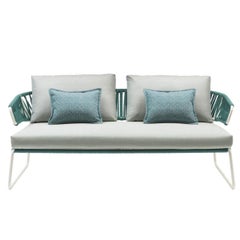Modern Green Outdoor or Indoor Sofa in Metal and Rope, 21 Century