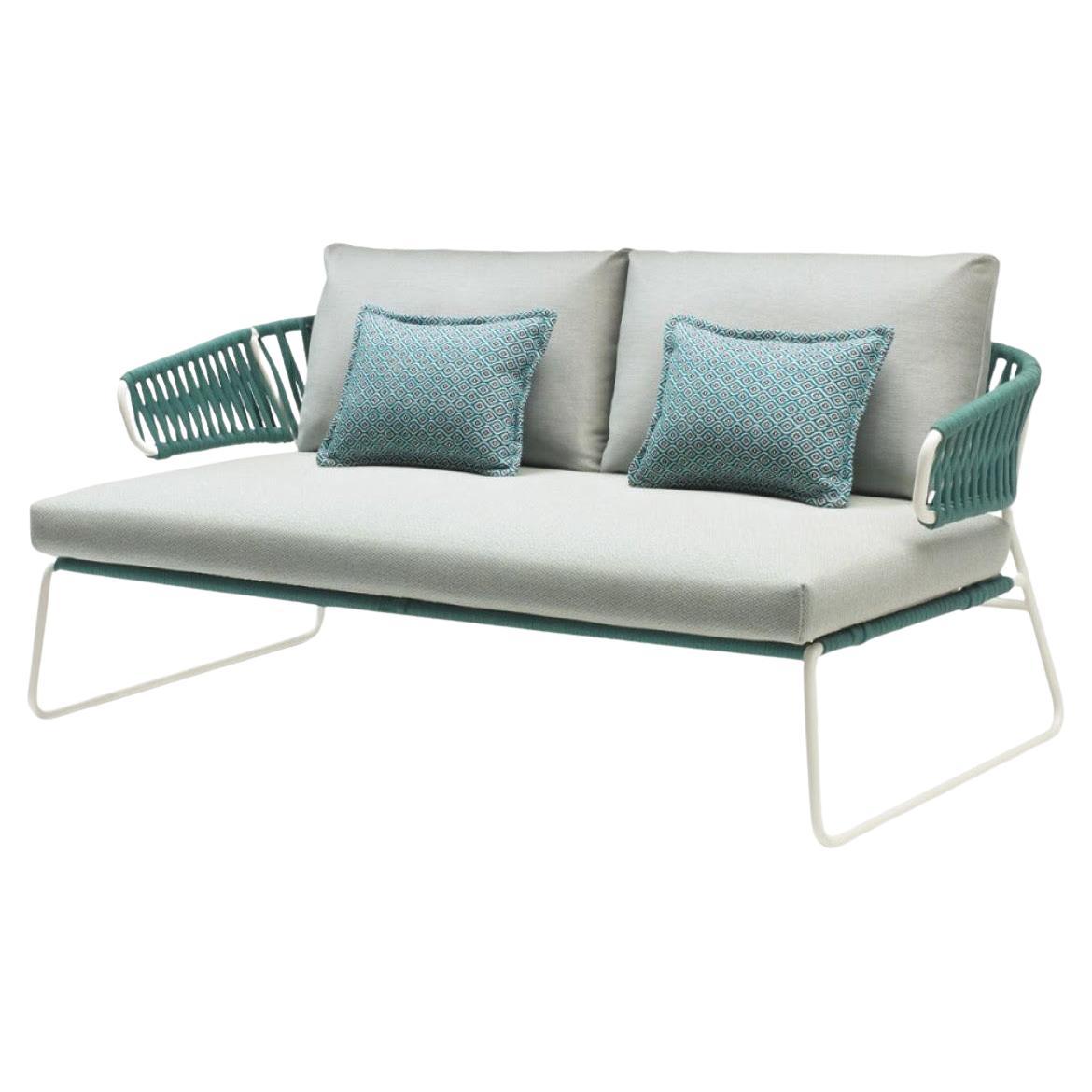 Modern Green Outdoor or Indoor Sofa in Metal and Rope, 21 Century For Sale