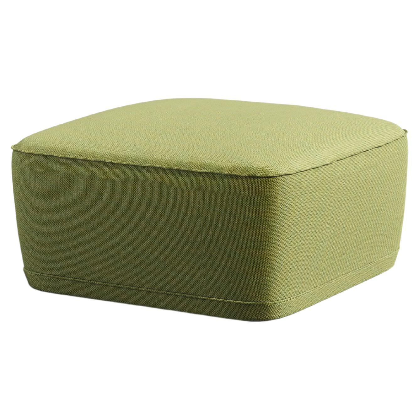 Green Outdoor Ottoman with Upholstery in Weather-Resistant Sunbrella Fabric For Sale