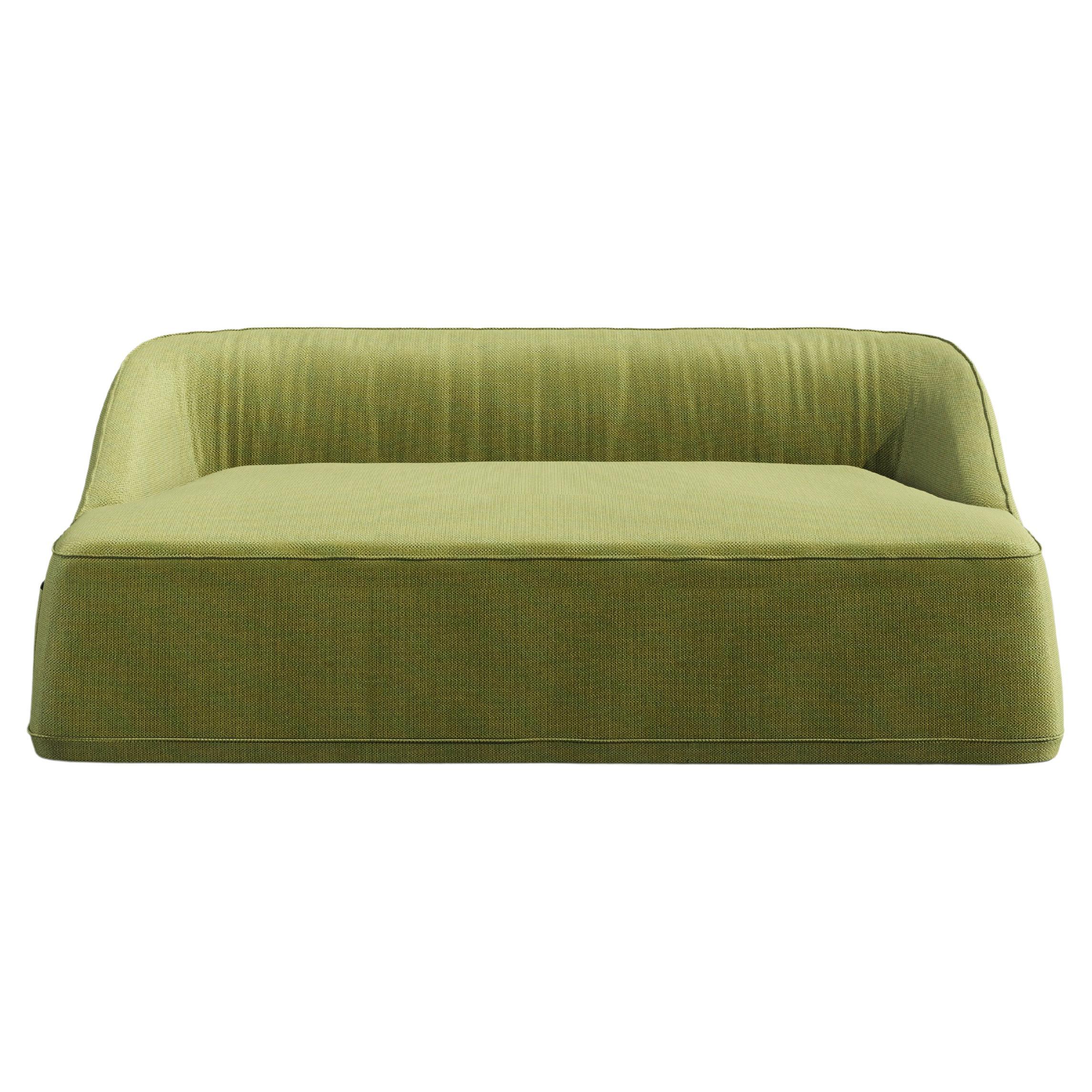 Green Outdoor Sofa with Upholstery in Weather-Resistant Sunbrella Fabric