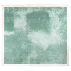 Tapis moderne vert, rose et blanc 12' x 13'