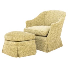 Fauteuil baquet rembourré moderne vert avec repose-pieds