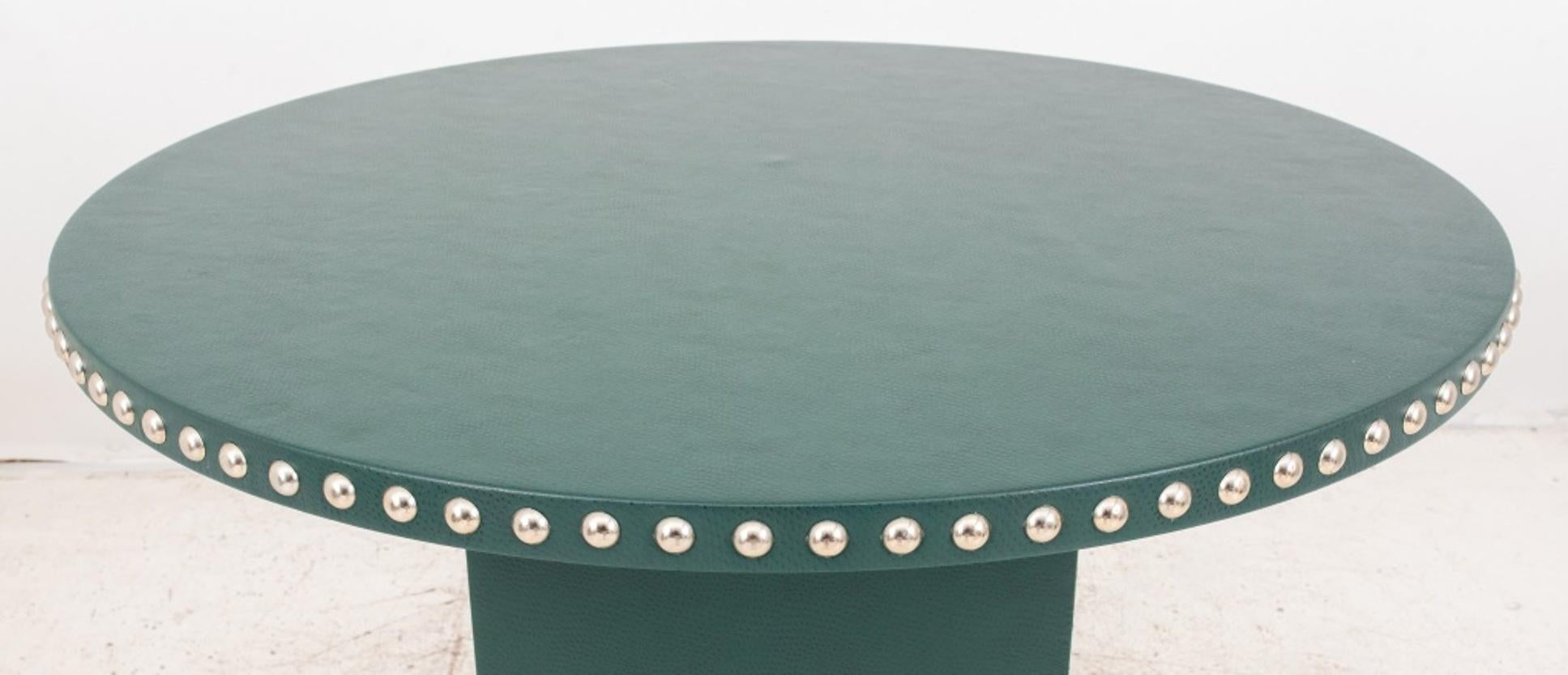 Modern Green Vegan Leather High Top Table In Good Condition For Sale In New York, NY