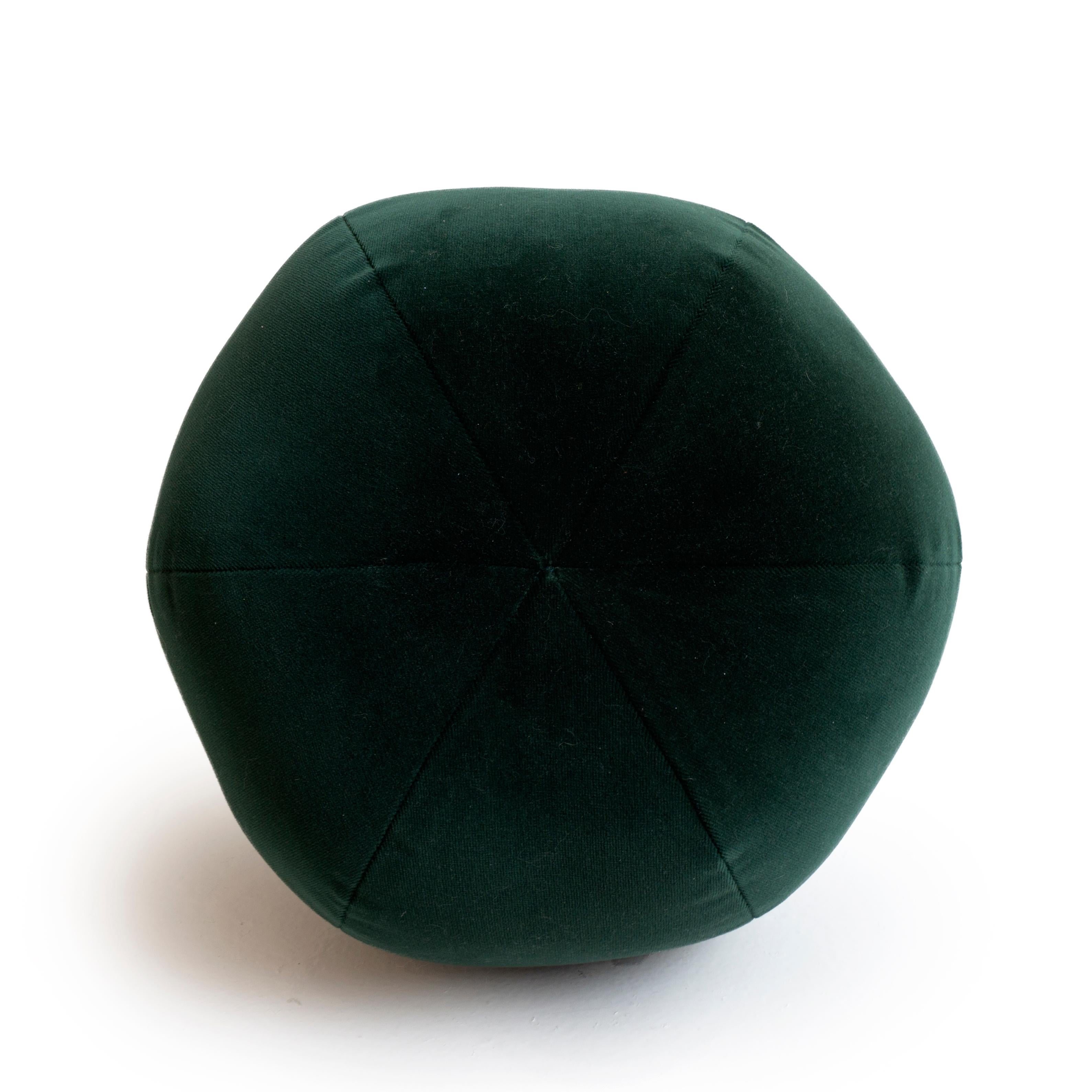 Modern Green Velvet Ball Pillow In Excellent Condition For Sale In Greenwich, CT