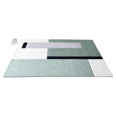 Modern Green, White, Gray and Black Rectangular Area Rug