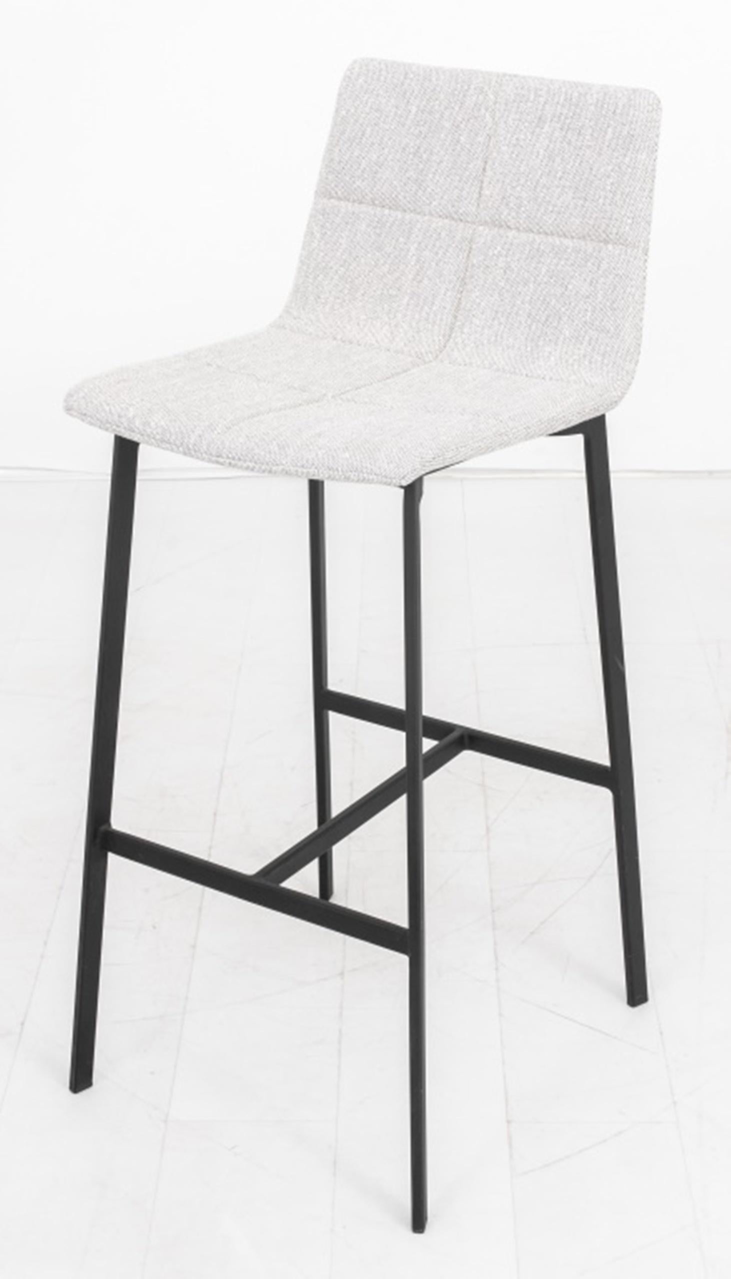 Modern Grey Boucle Upholstered Bar Stools, Set of Four For Sale 1