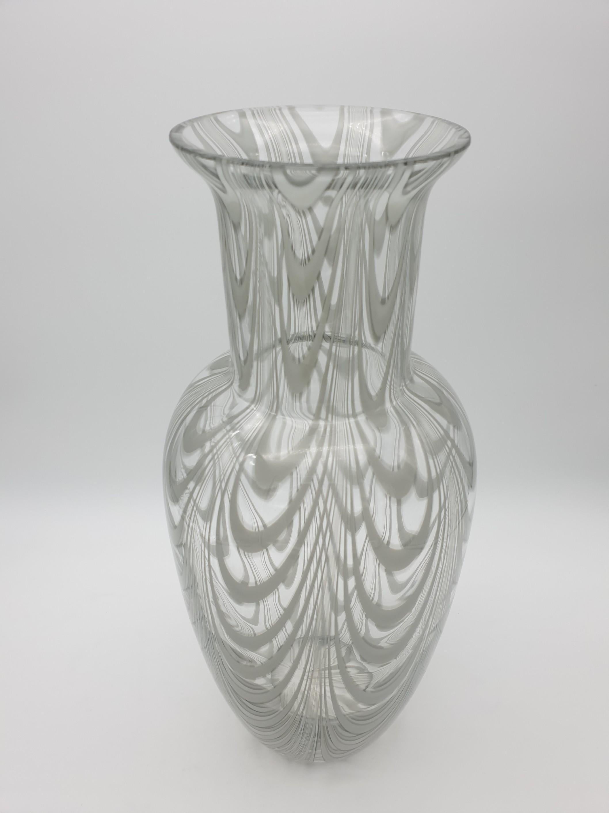 Modern Murano glass vase with grey 