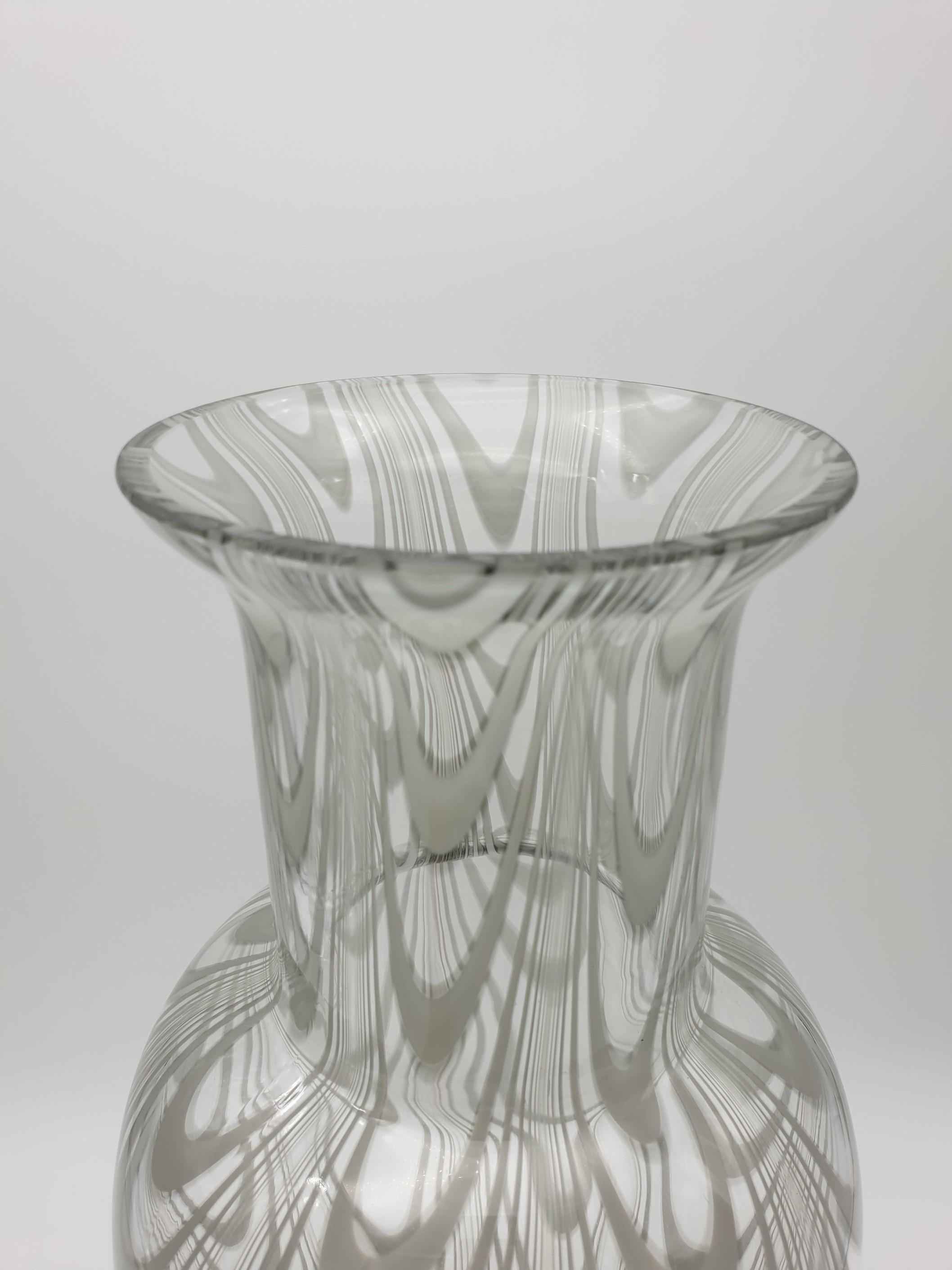Italian Modern Grey Fenicio Murano Glass Vase by Cenedese, Handmade in the Late 1970 For Sale