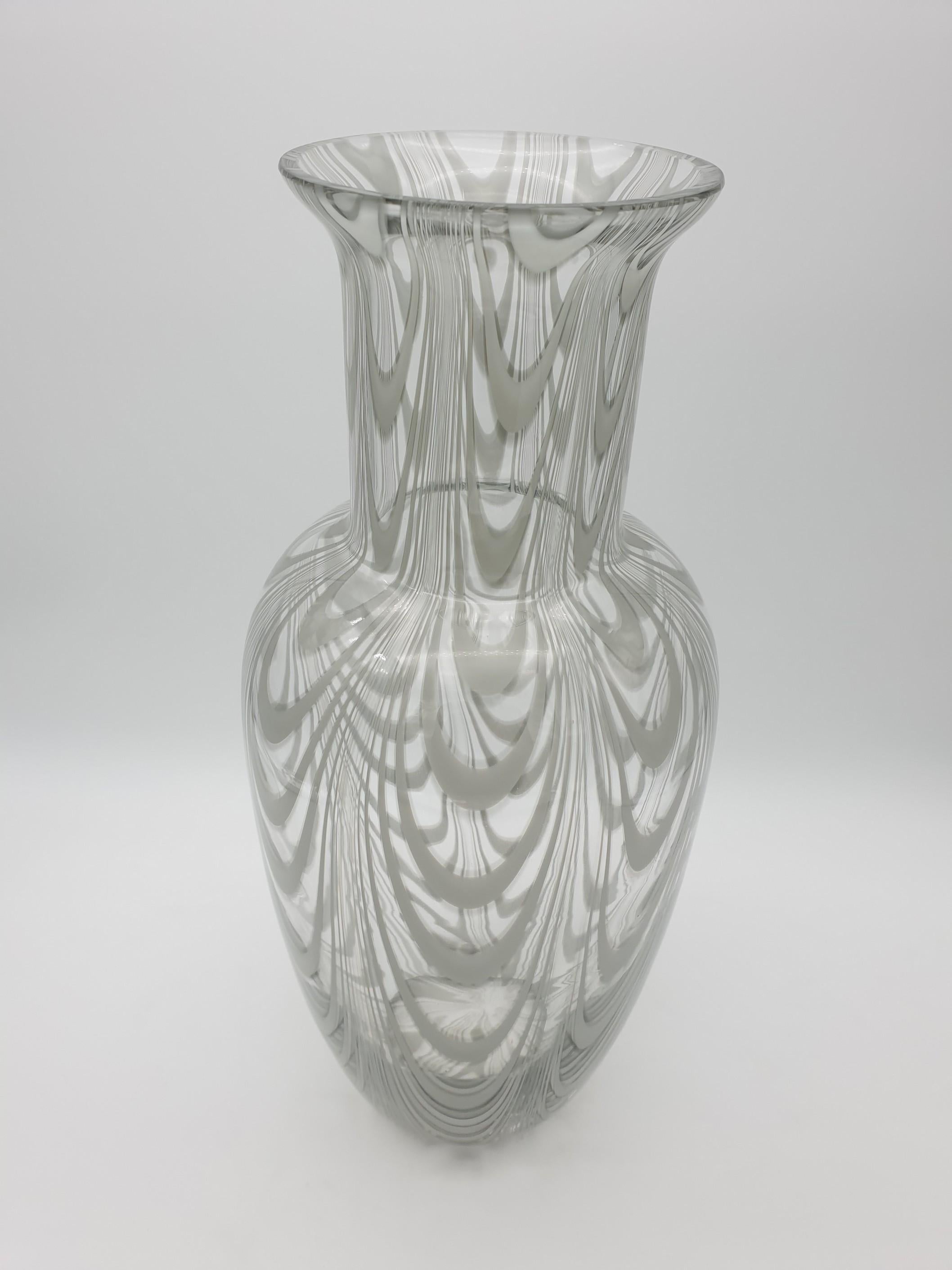 Modern Grey Fenicio Murano Glass Vase by Cenedese, Handmade in the Late 1970 For Sale 1