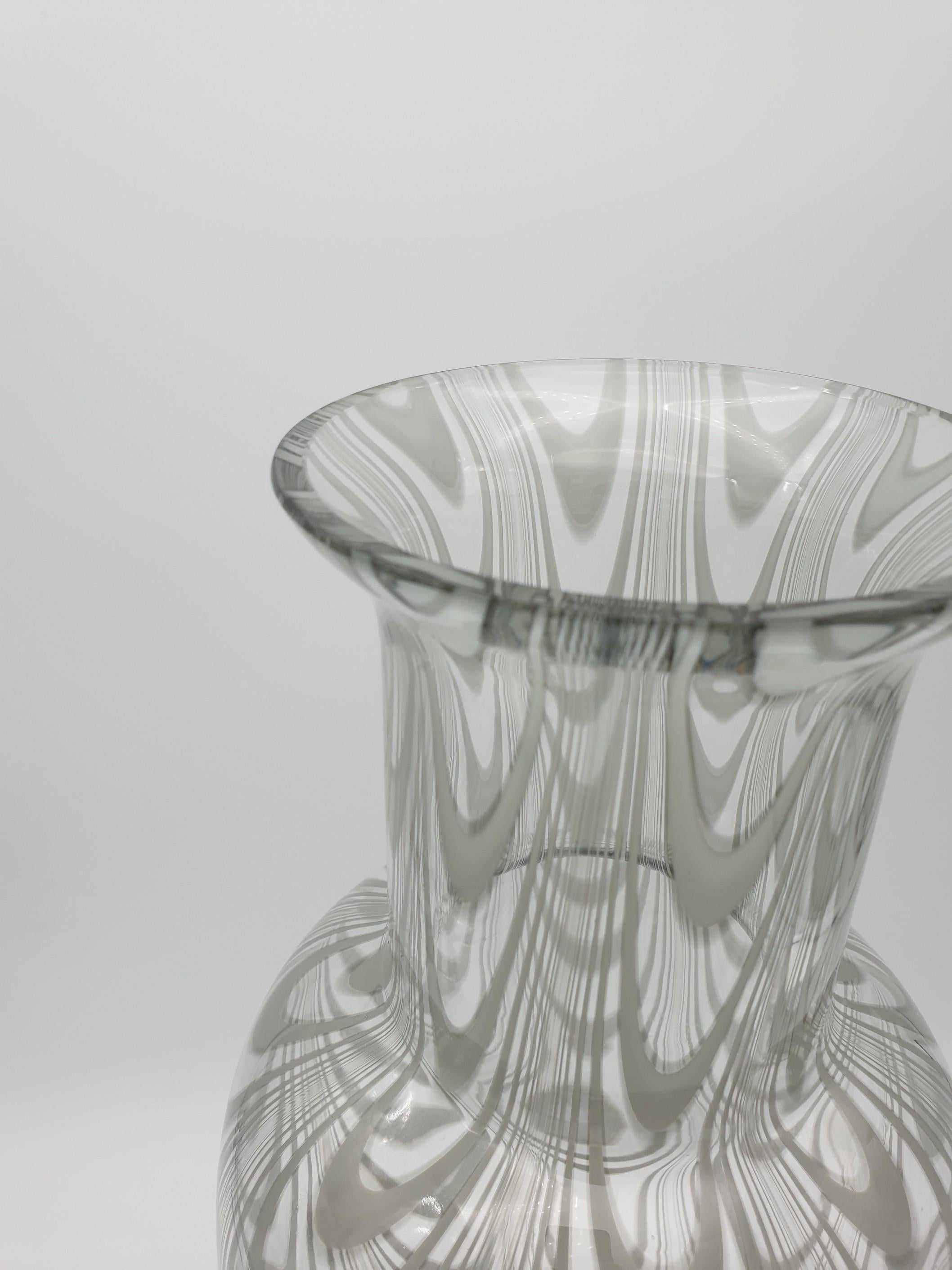 Modern Grey Fenicio Murano Glass Vase by Cenedese, Handmade in the Late 1970 For Sale 3