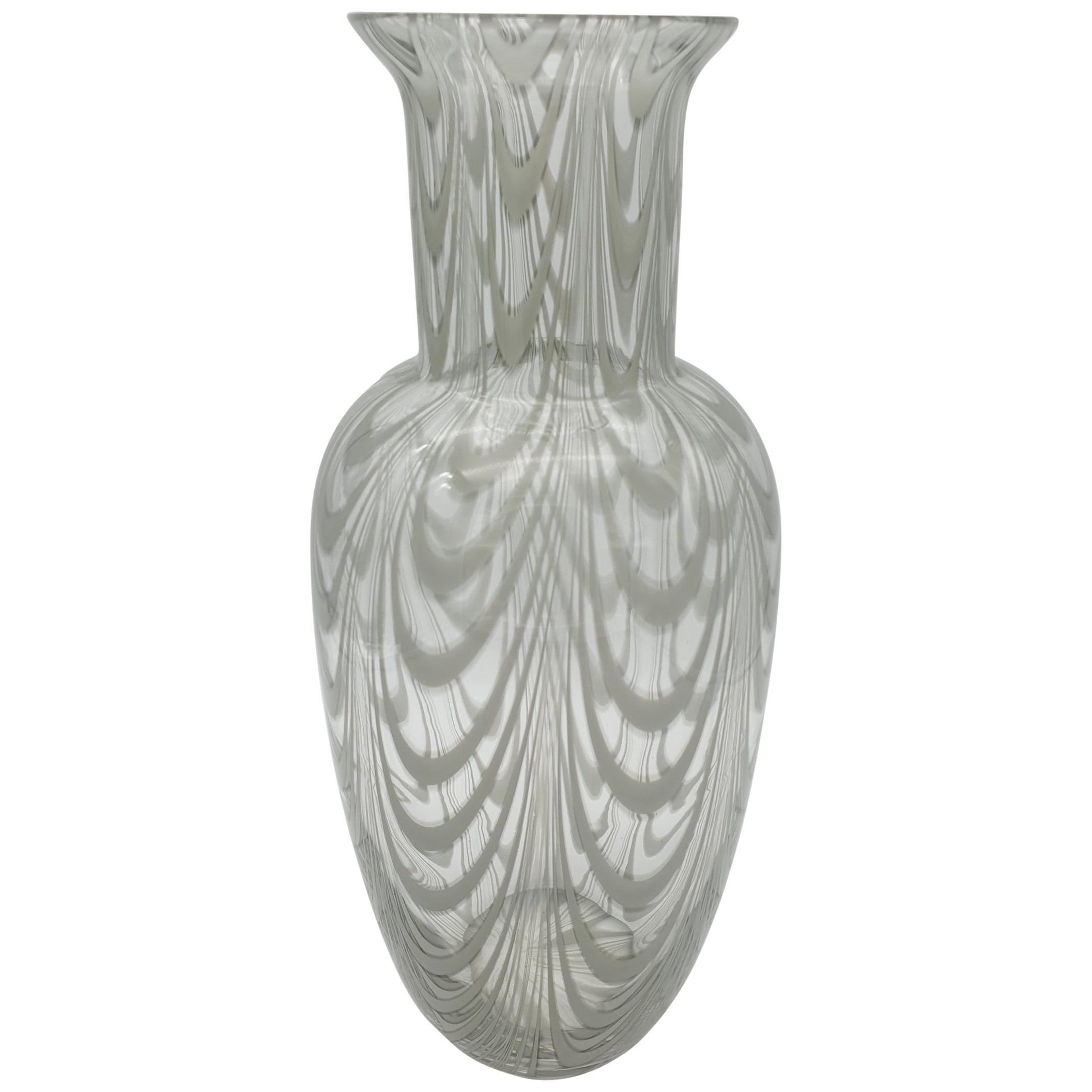 Modern Grey Fenicio Murano Glass Vase by Cenedese, Handmade in the Late 1970 For Sale