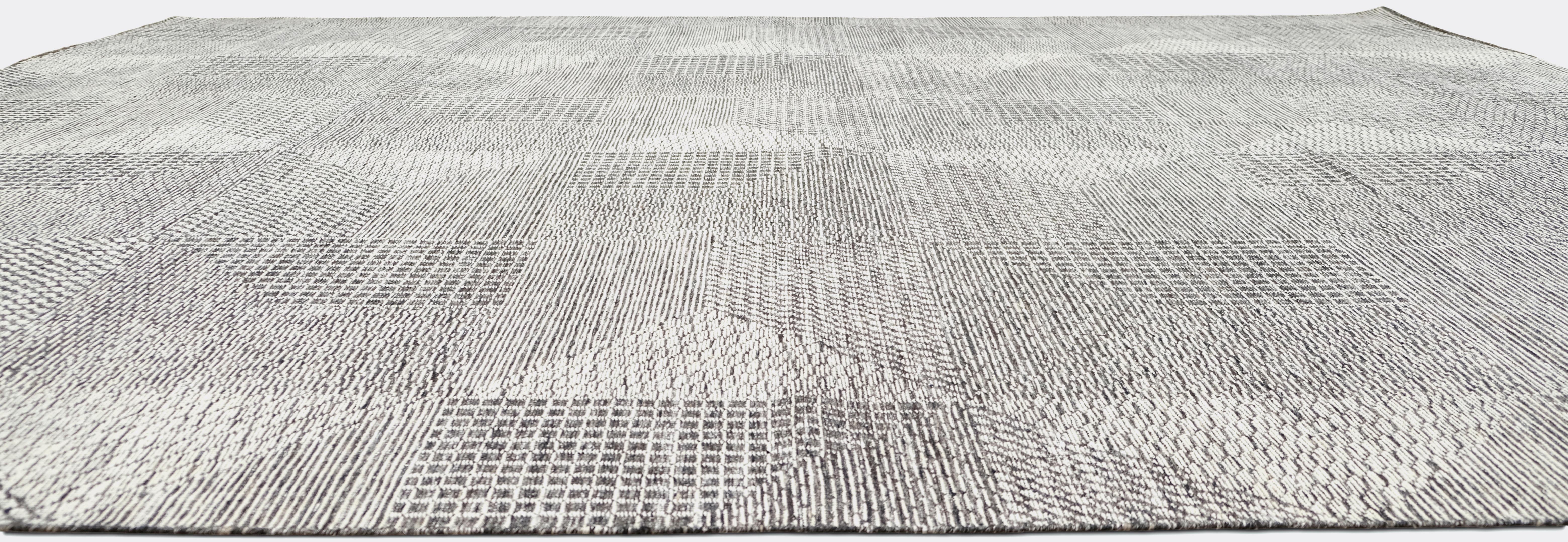 Moderno Gris Marfil Geométrico  Alfombra de lana 12'x15'9'' en Nuevo estado para la venta en Torrance, CA