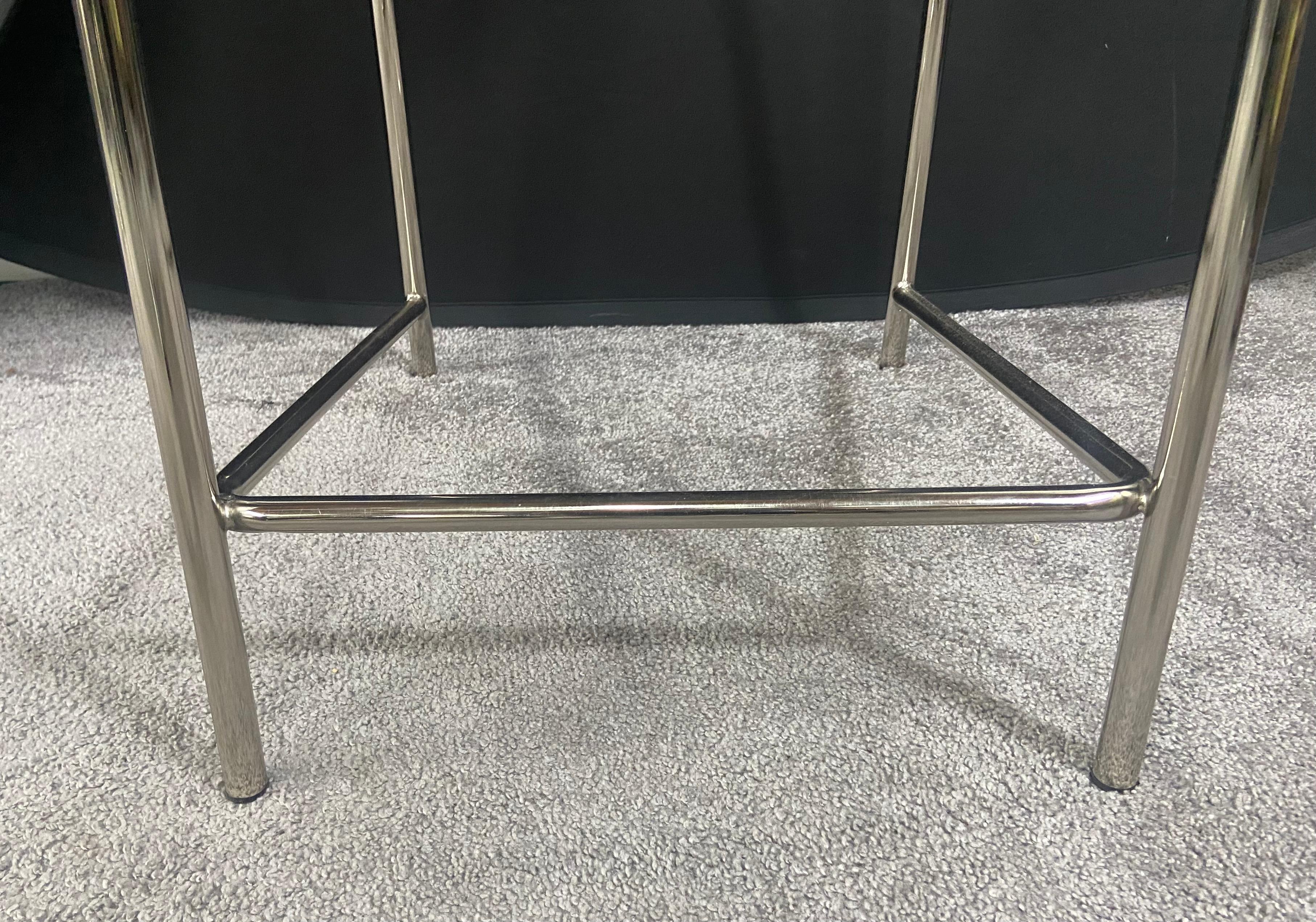 Modern Grey Leather Bar or Kitchen Stool over Stainless Steel Frame, a Set of 3 9