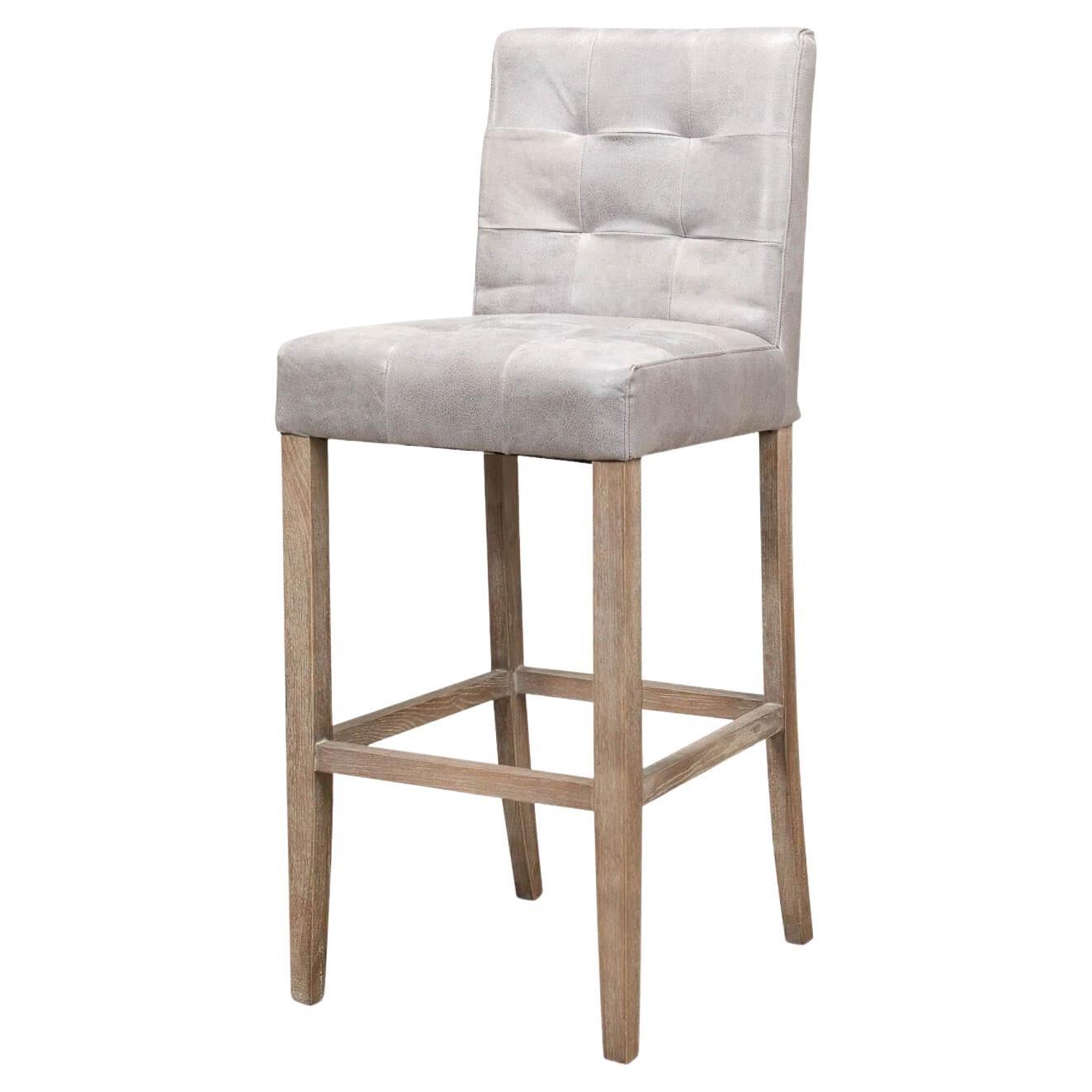 Italian Modern Bar Stool Made of Leather, Made in Italy, New 30 Colors