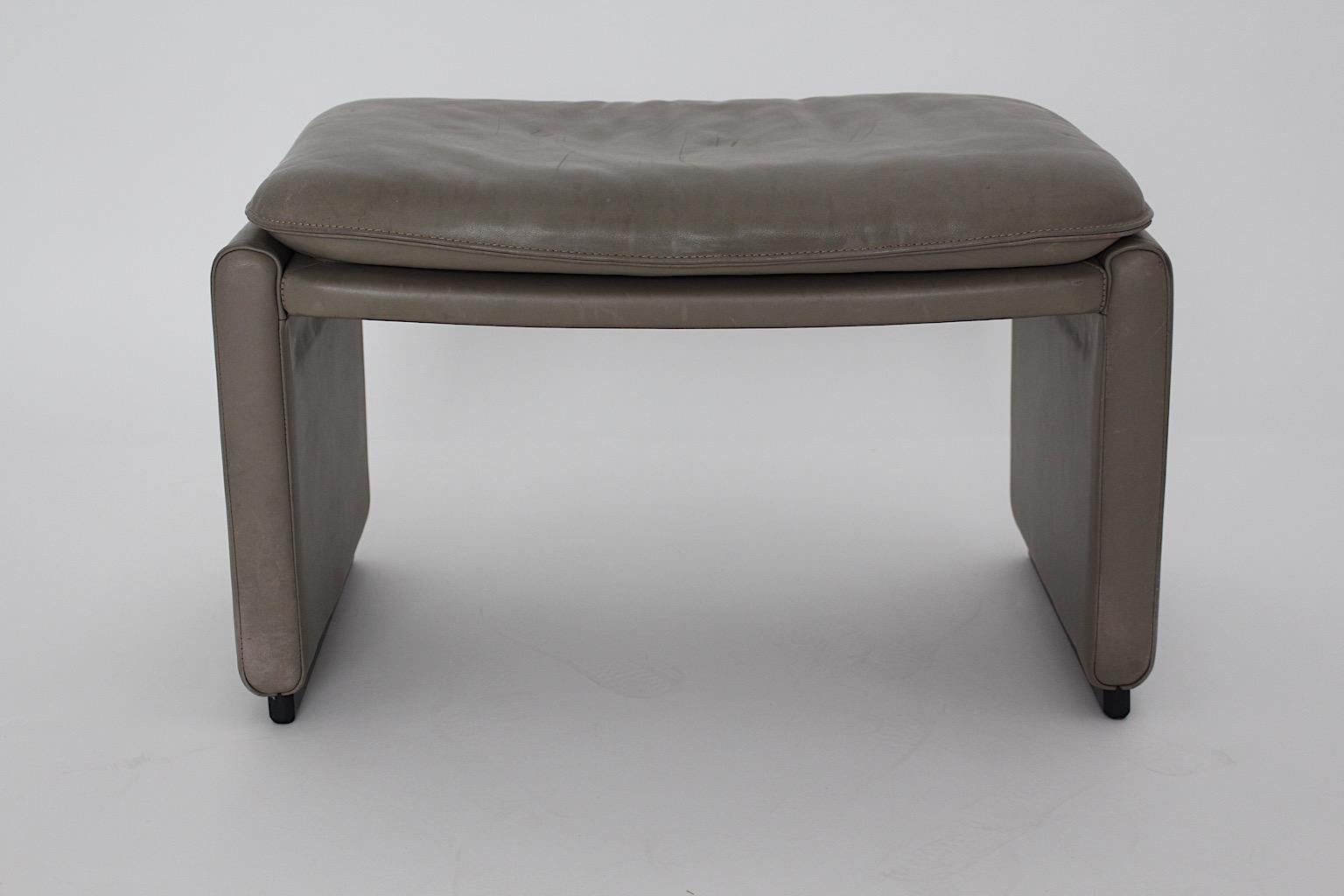 Modern Grey Leather De Sede Footstool or Stool 1980s Switzerland For Sale 3