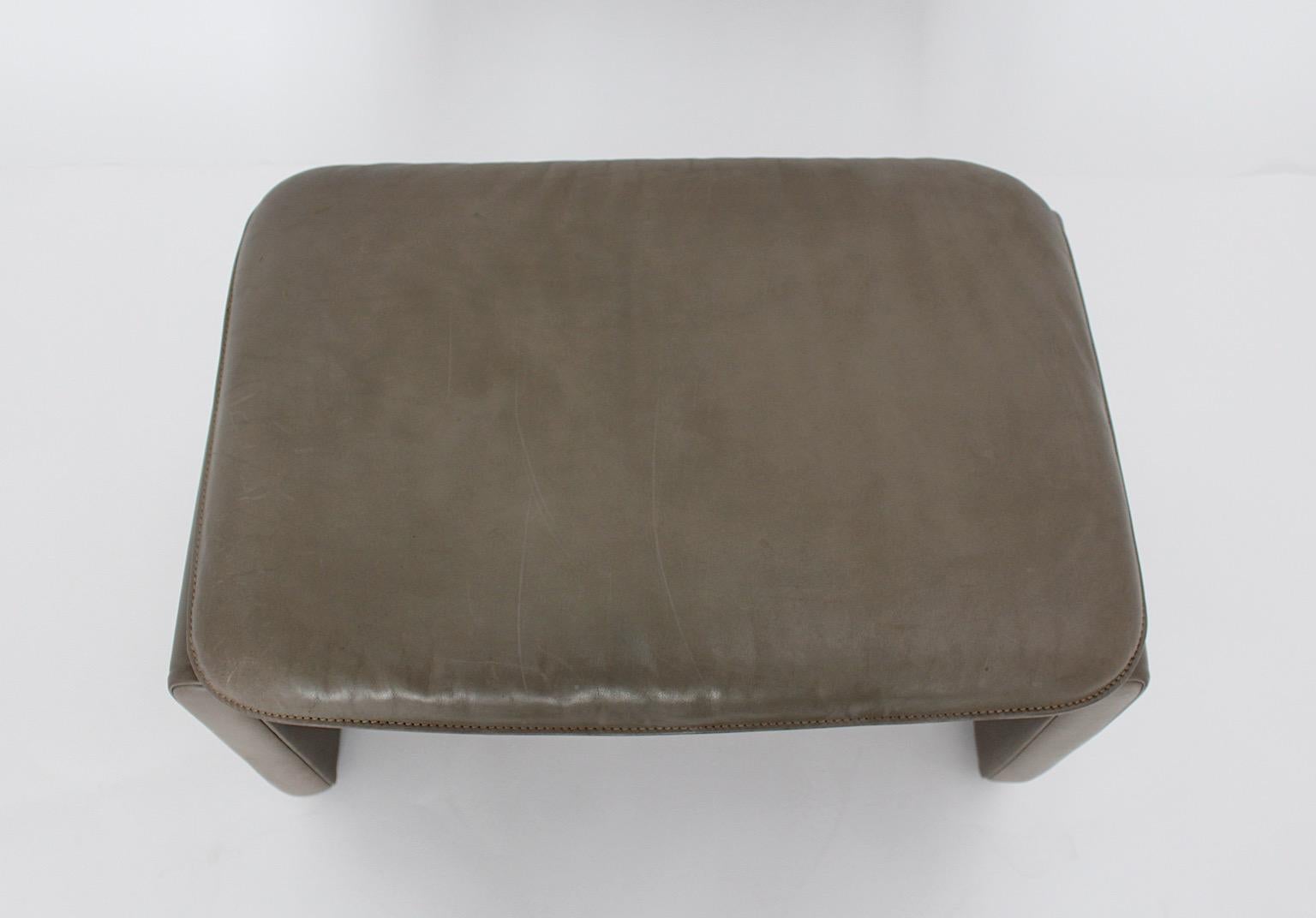 Steel Modern Grey Leather De Sede Footstool or Stool 1980s Switzerland For Sale