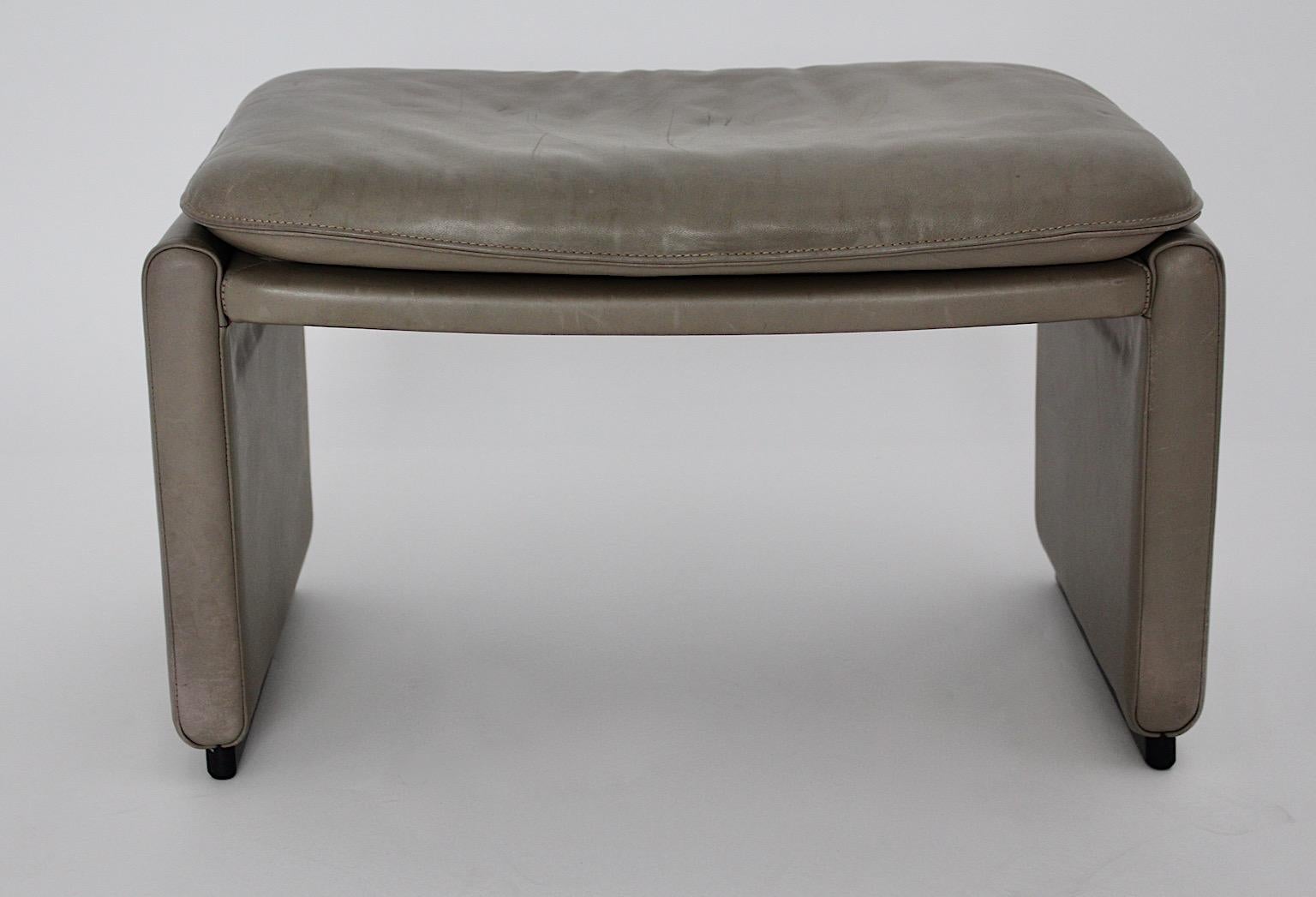 Modern Grey Leather De Sede Footstool or Stool 1980s Switzerland For Sale 1