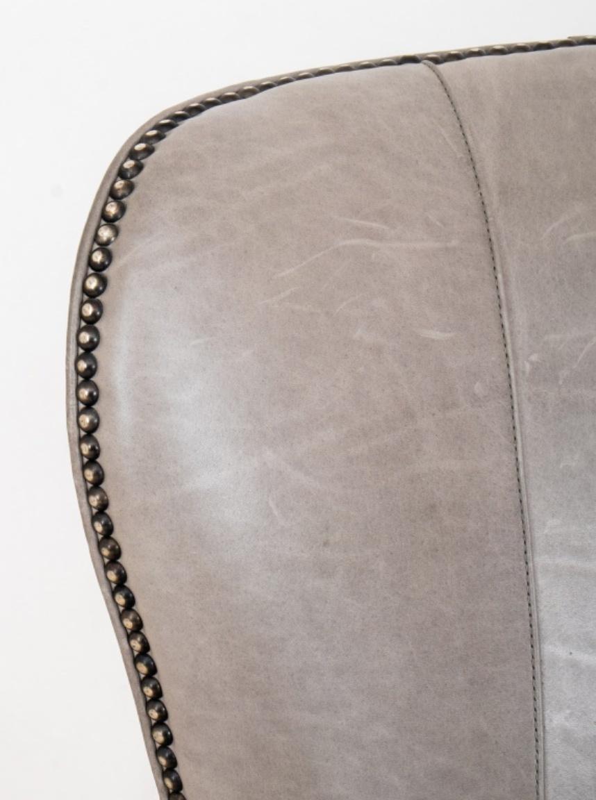 Modern Grey Leather Upholstered Armchair For Sale 3