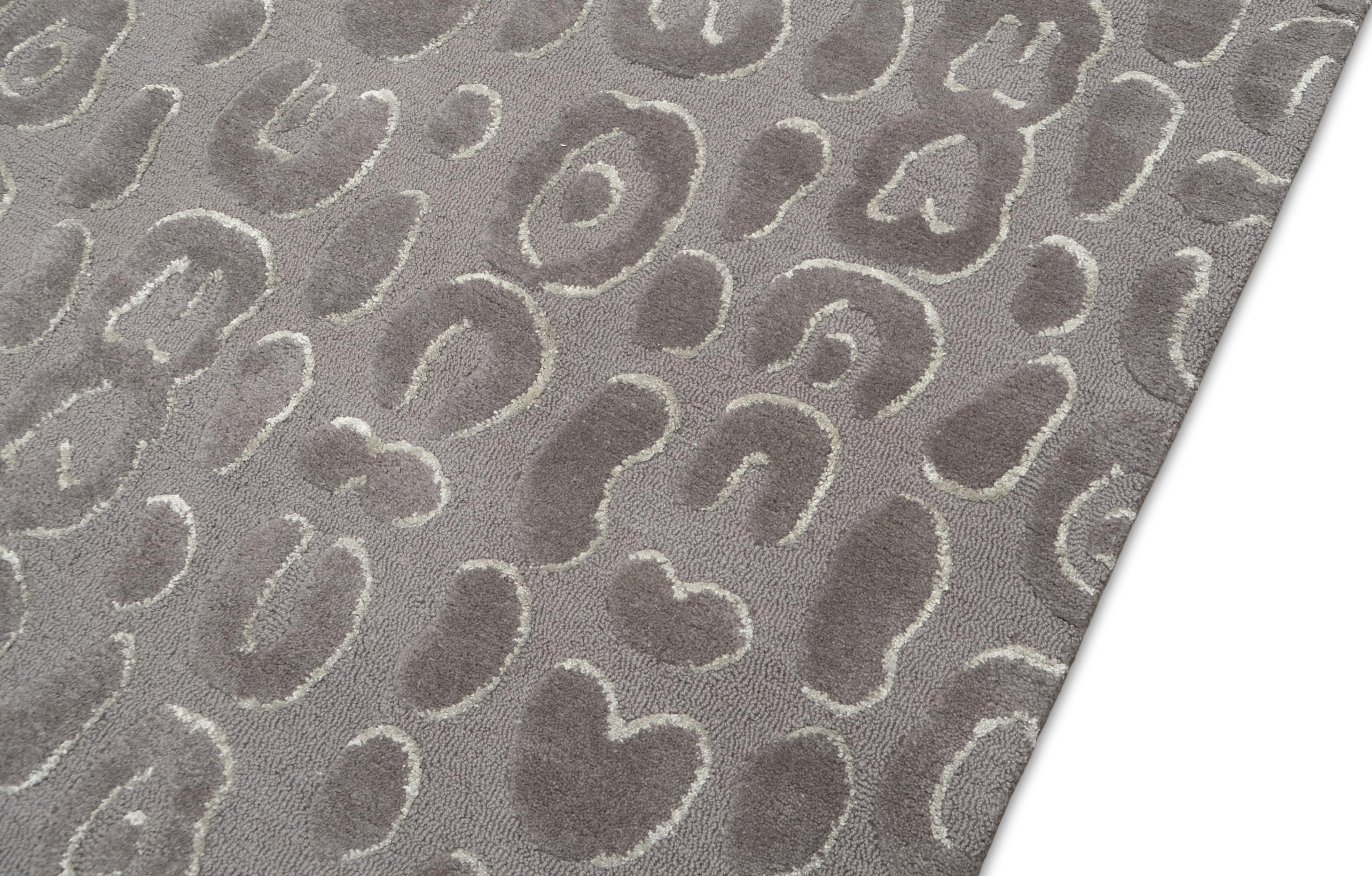 XXIe siècle et contemporain Tapis moderne gris à motif léopard 9'x12' en vente