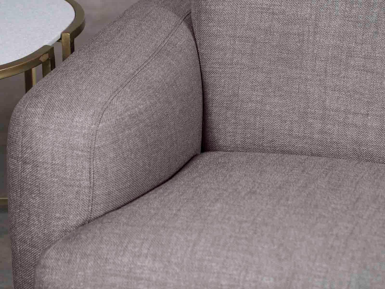 Modern Grey Linen Three-Seat Sofa with Contemporary Rounded Lines Finished Back 5