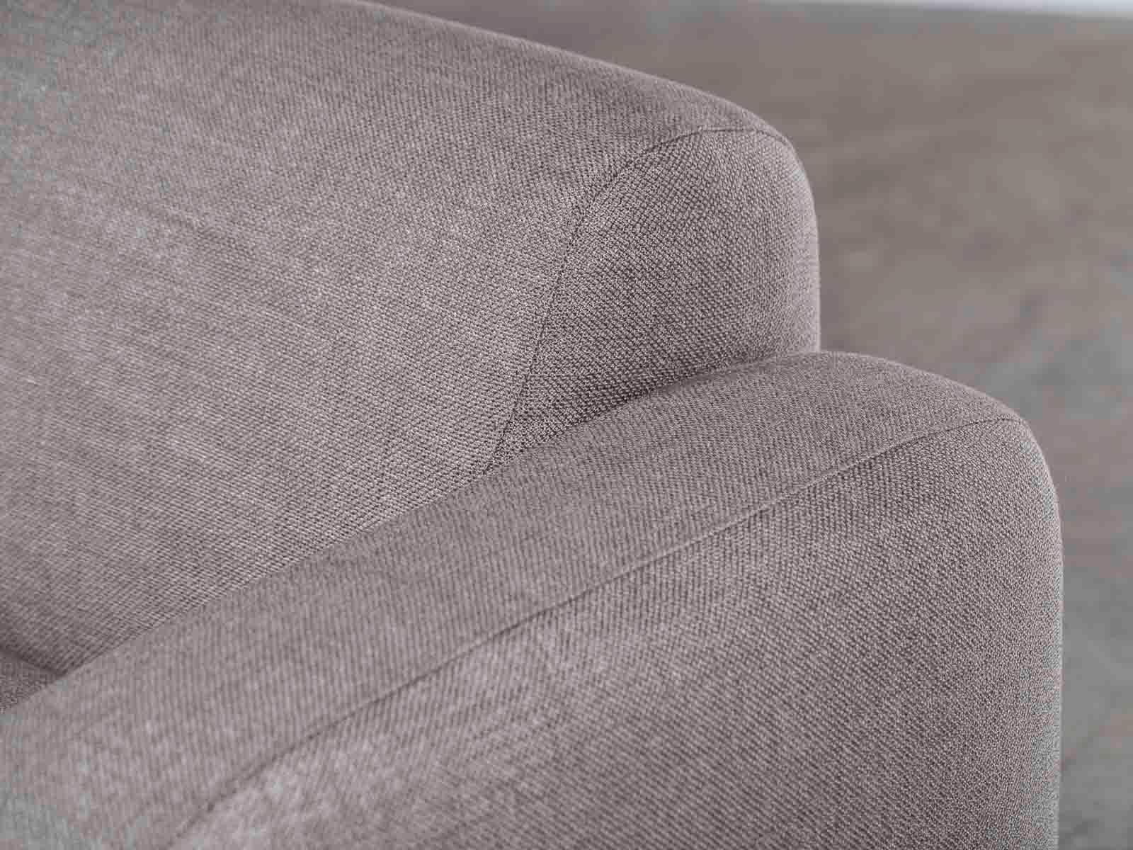 Modern Grey Linen Three-Seat Sofa with Contemporary Rounded Lines Finished Back 3