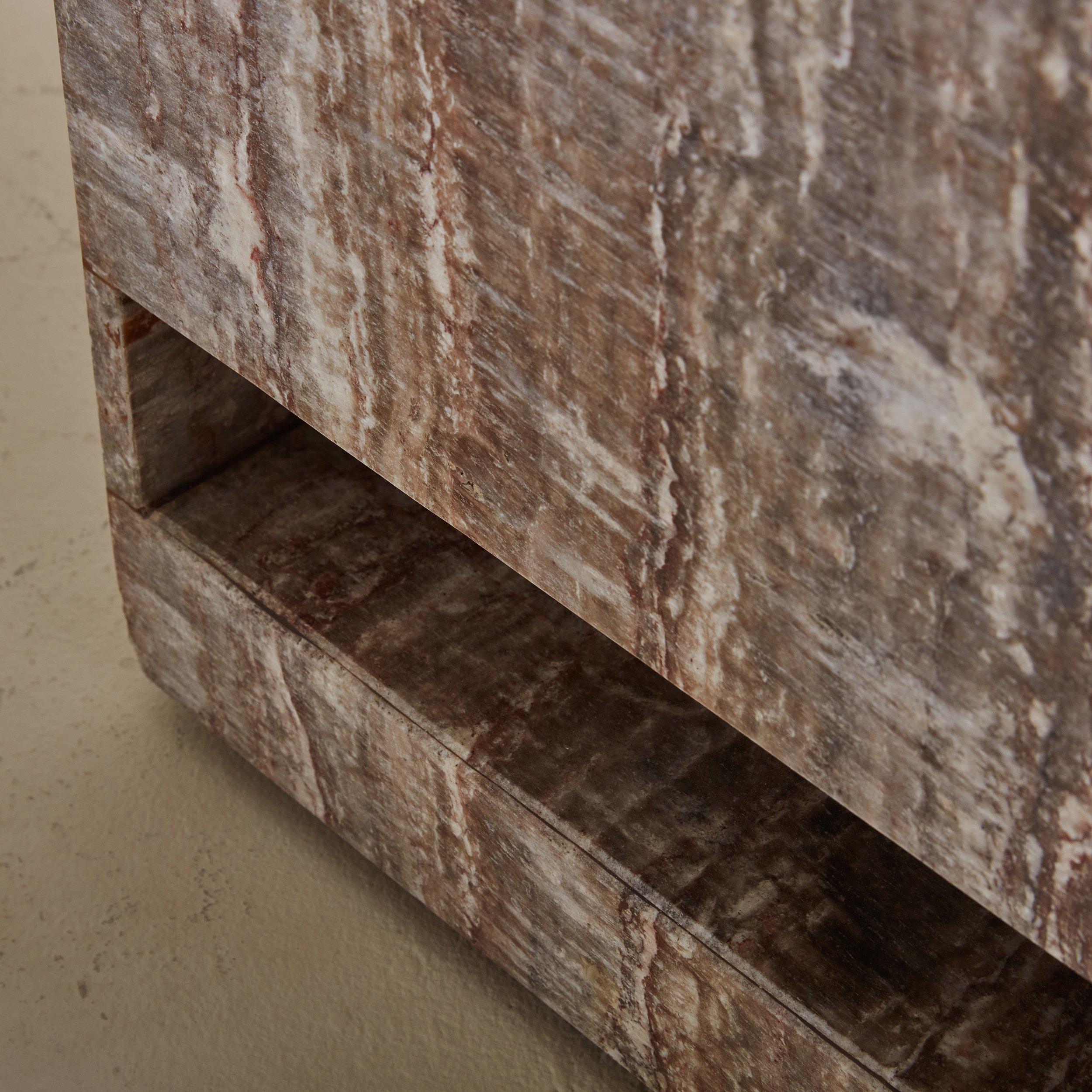 Modern Grey Marble Side Table with Wheels, 1970s For Sale 4